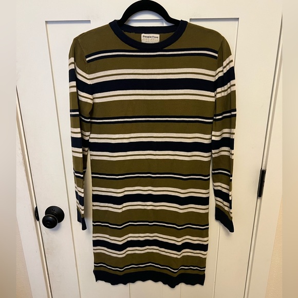 People Tree Dionne Organic Cotton Striped Long Sleeve Sweater Dress Size 10 - Picture 5 of 9